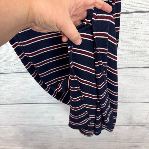 Lulu's Women's Franklin Navy Blue Striped Mock Neck Midi Dress Size Large - Picture 6 of 8